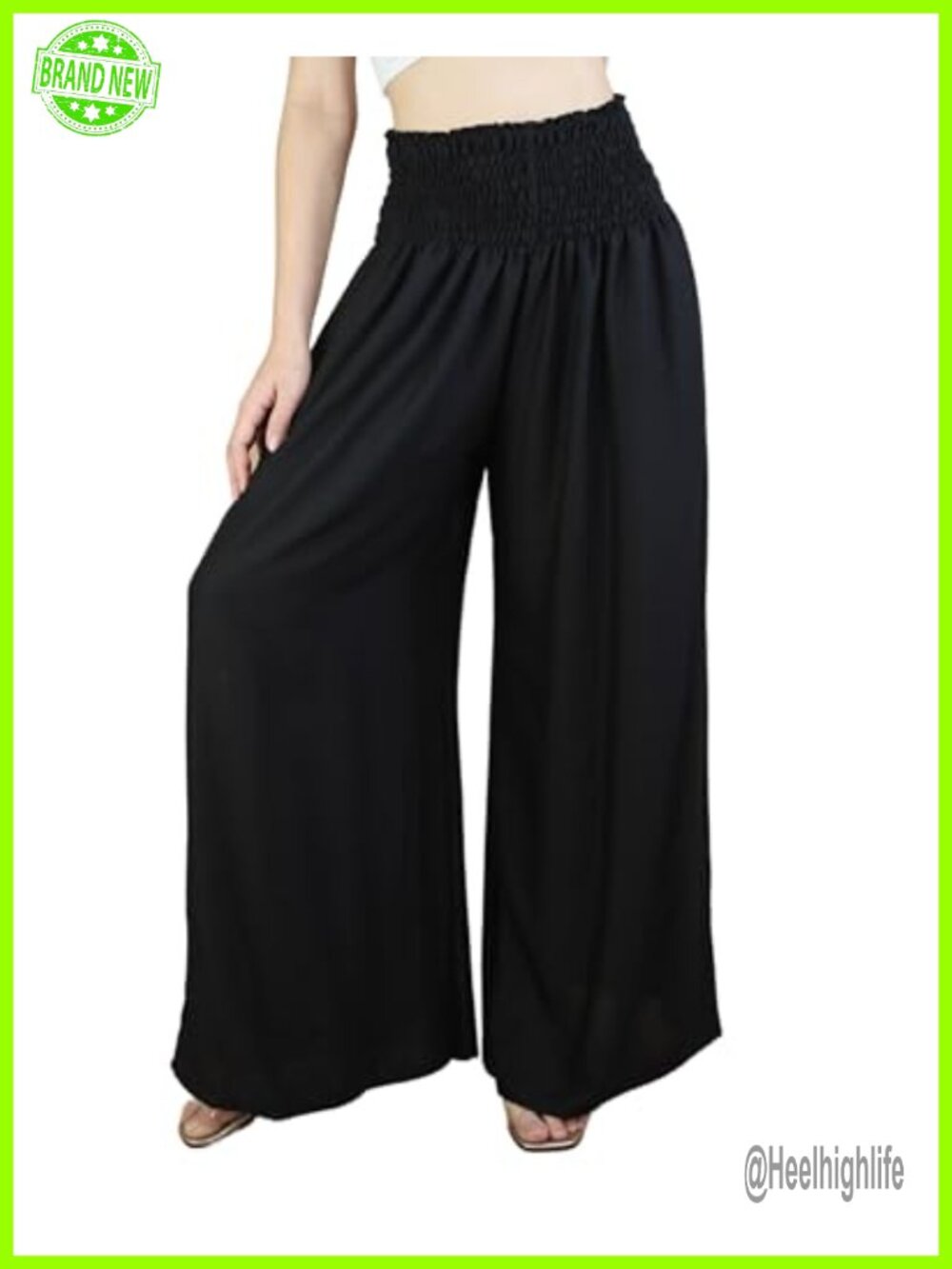 Boho Palazzo Pants Wide Leg High Waisted Flowy Rayon with Pockets